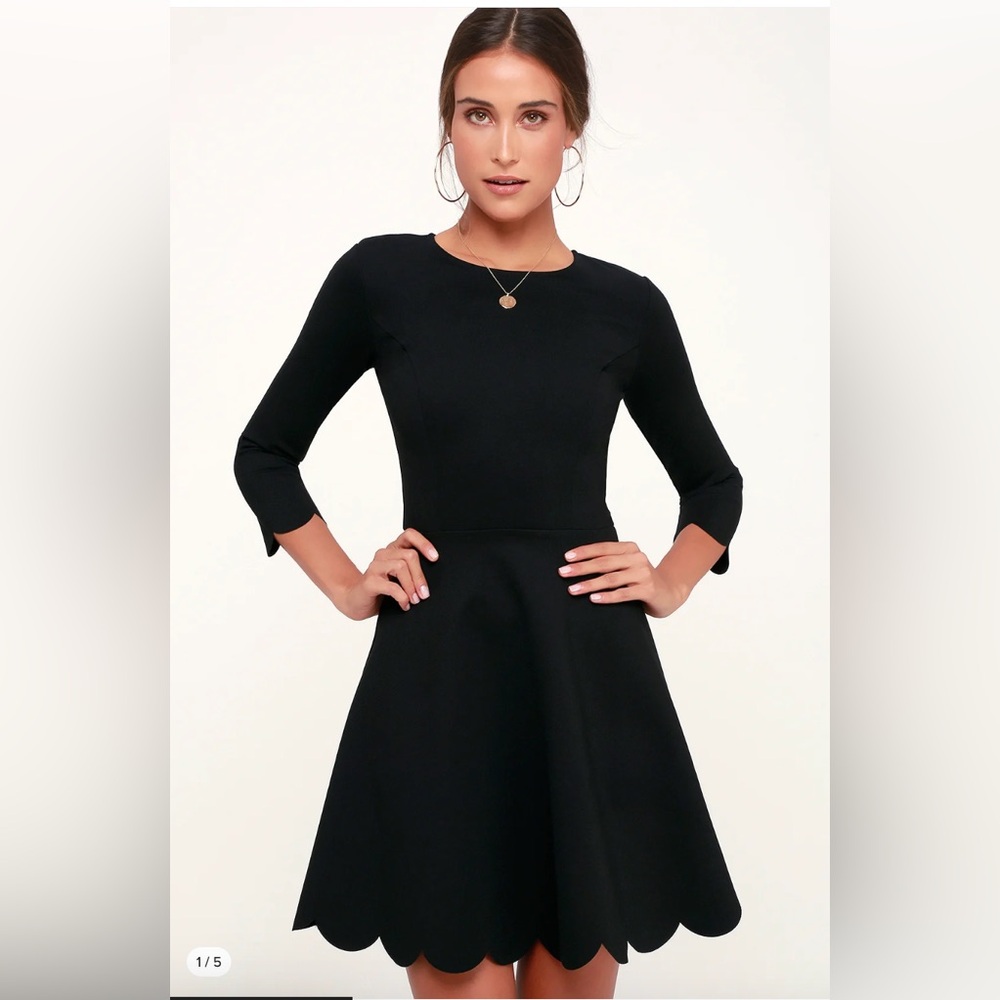 Lulus Cumulonimbus Clouds Black Skater Mini Dress Size M